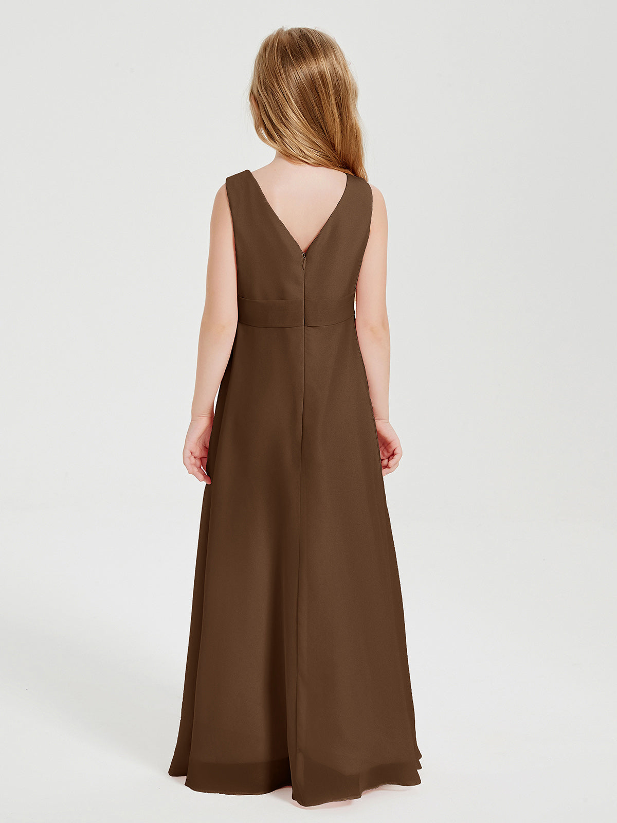 Boho Long Chiffon Bridesmaid Gown Brown